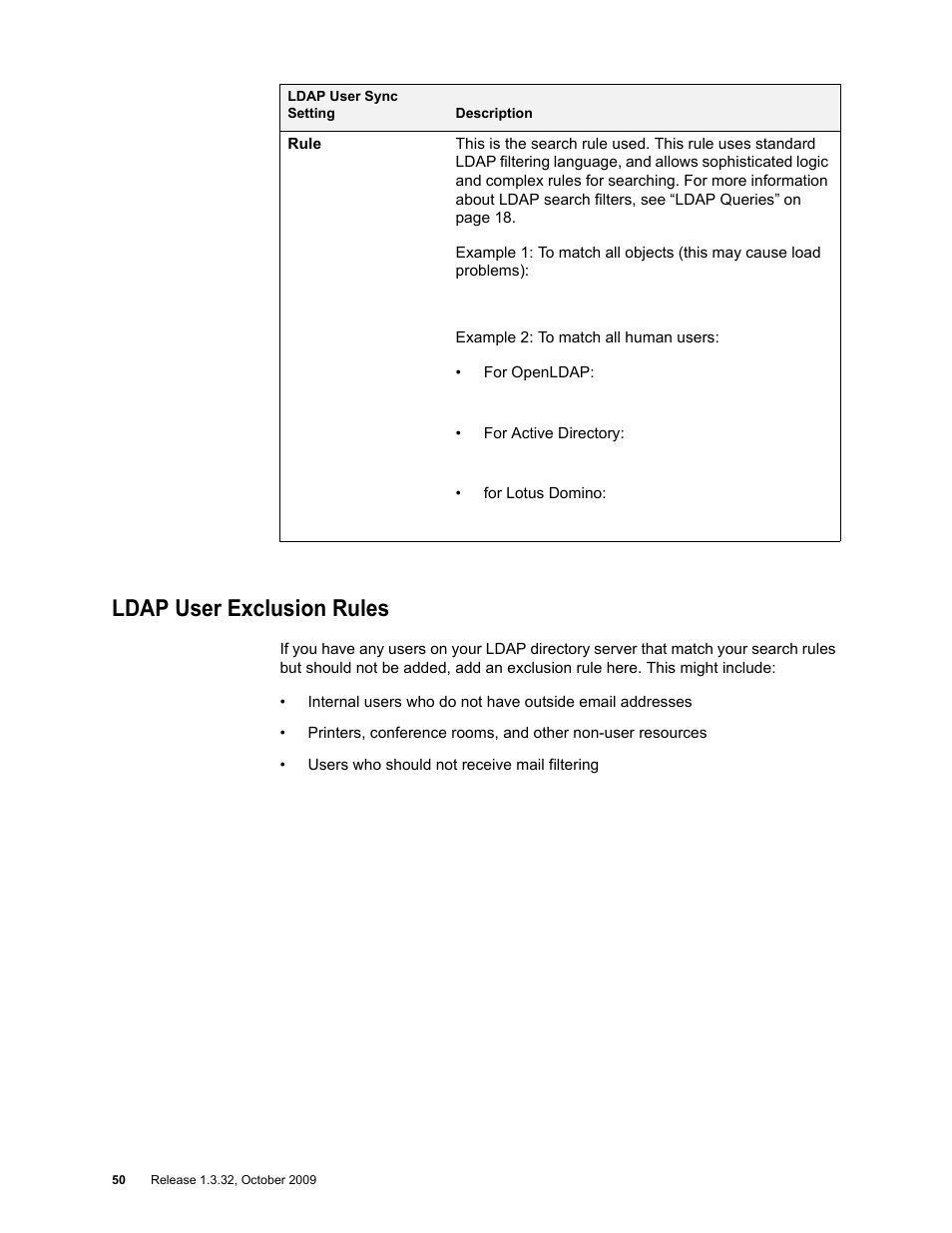 Ldap user exclusion rules | Google Apps Directory Sync for Postini Services Administration Guide User Manual | Page 47 / 73