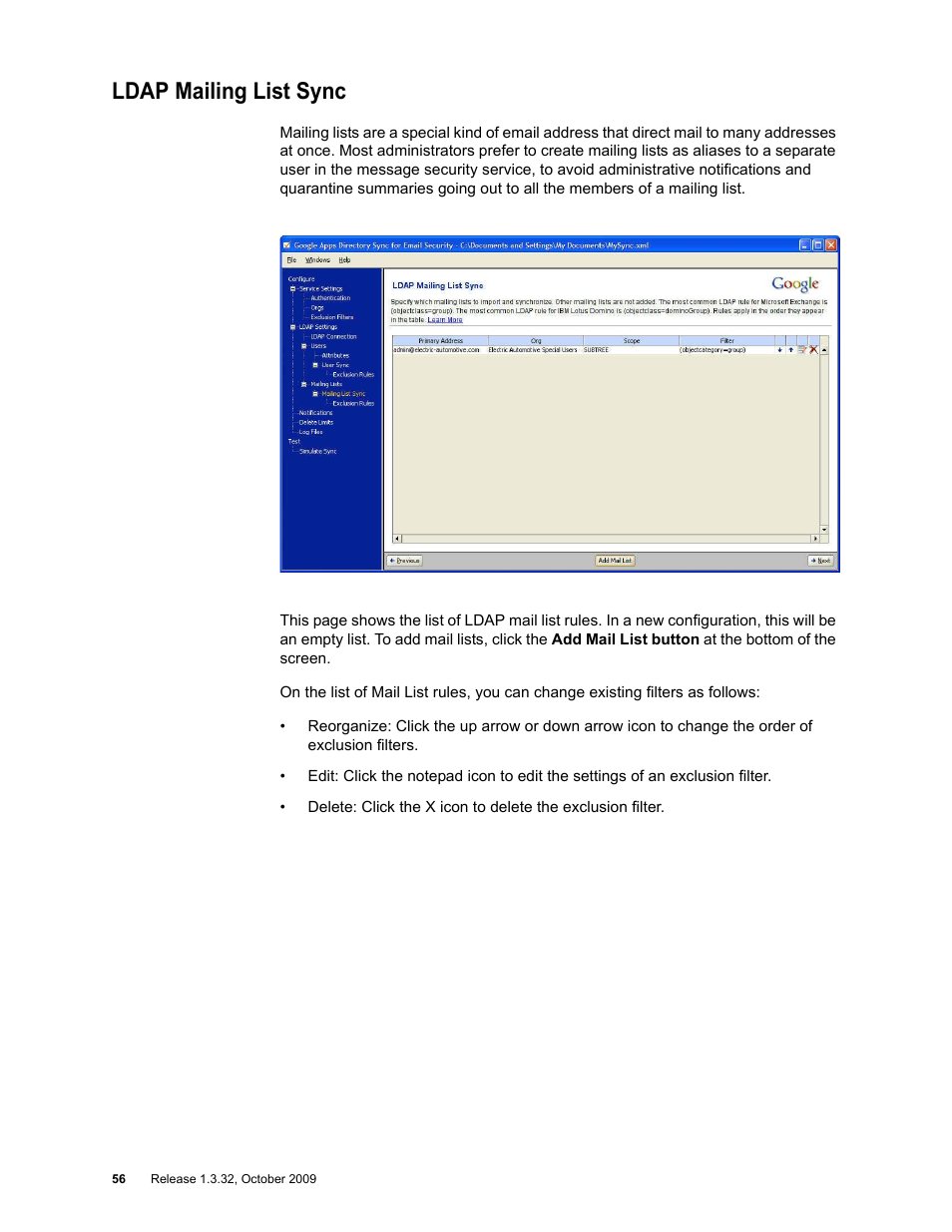 Ldap mailing list sync | Google Apps Directory Sync for Postini Services Administration Guide User Manual | Page 53 / 73