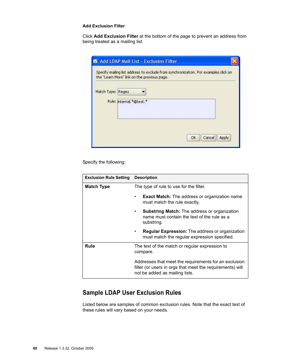 Sample ldap user exclusion rules | Google Apps Directory Sync for Postini Services Administration Guide User Manual | Page 57 / 73