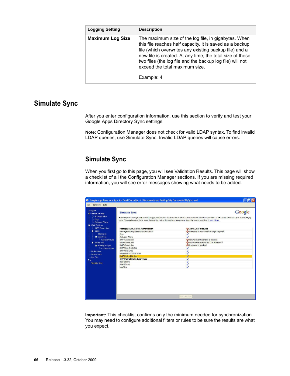 Simulate sync | Google Apps Directory Sync for Postini Services Administration Guide User Manual | Page 63 / 73