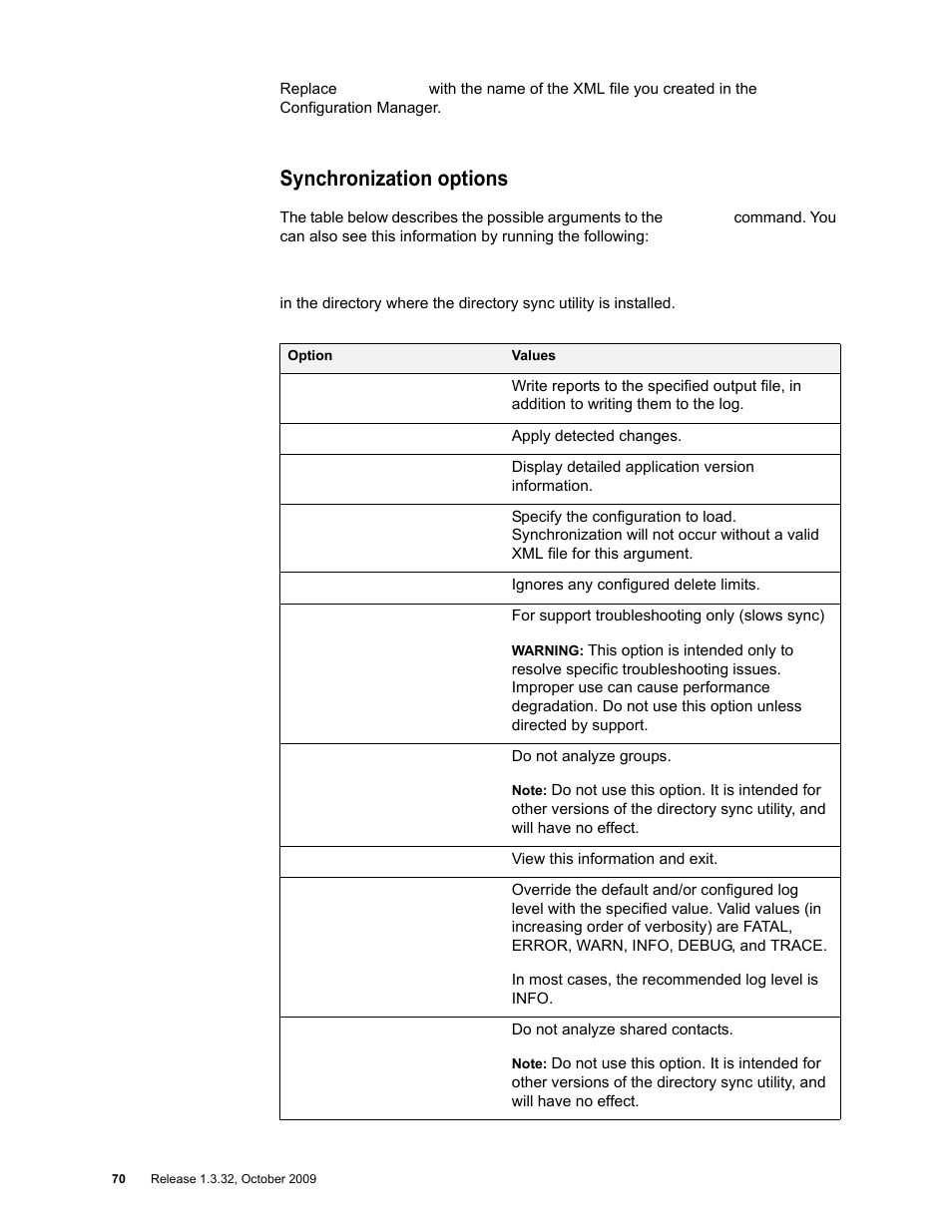 Synchronization options | Google Apps Directory Sync for Postini Services Administration Guide User Manual | Page 67 / 73