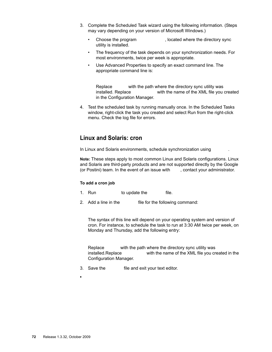 Linux and solaris: cron | Google Apps Directory Sync for Postini Services Administration Guide User Manual | Page 69 / 73