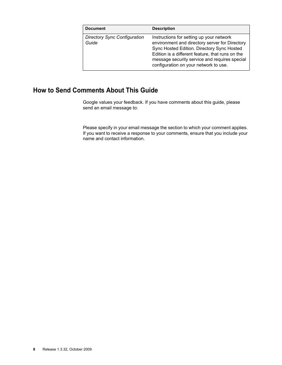 How to send comments about this guide | Google Apps Directory Sync for Postini Services Administration Guide User Manual | Page 7 / 73