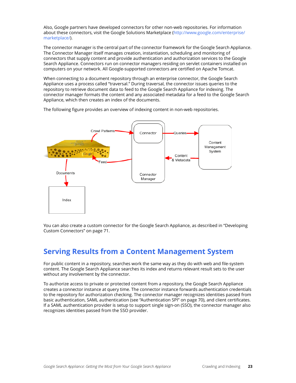 Serving results from a content management system | Google Search Appliance Getting the Most from Your Google Search Appliance User Manual | Page 23 / 82