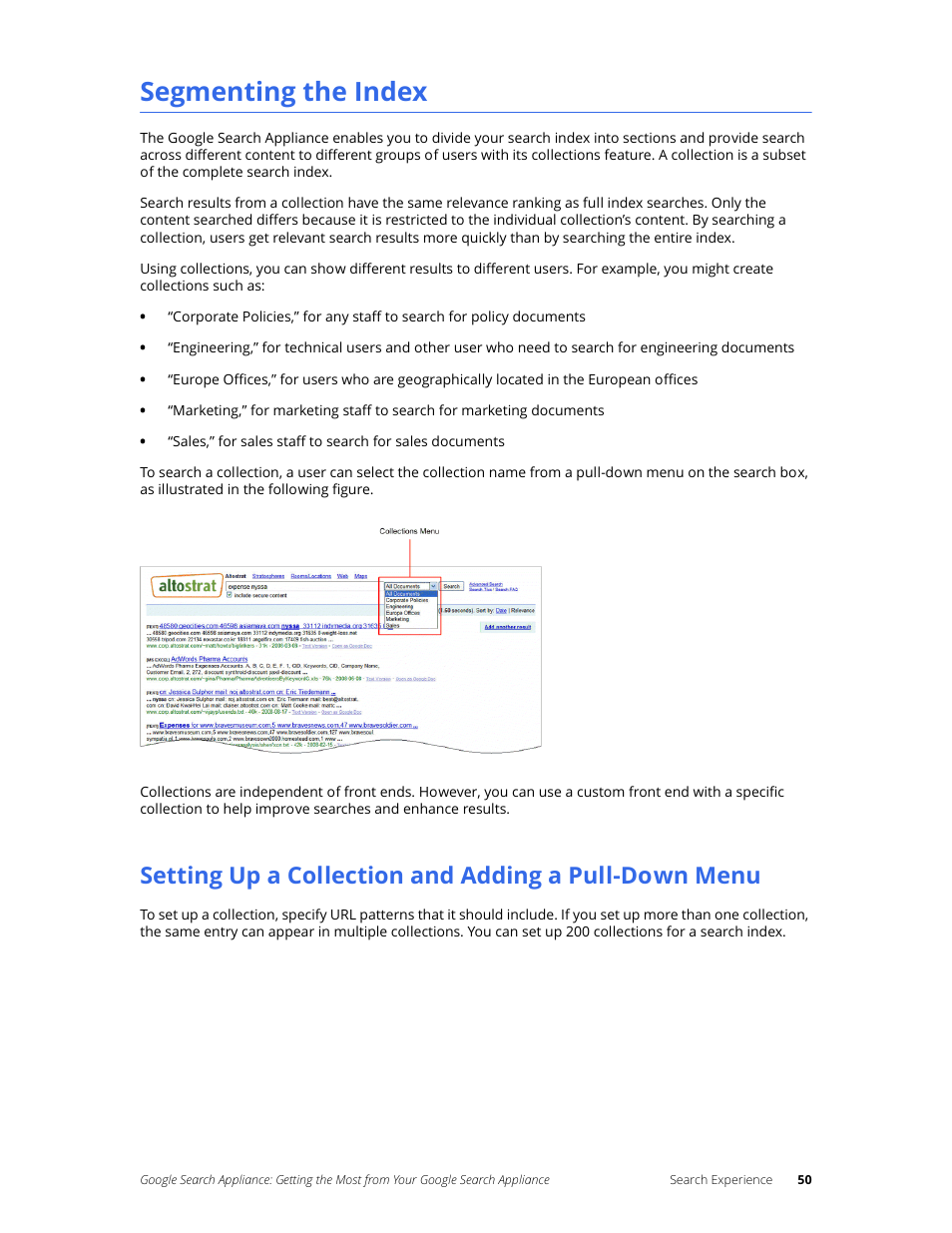 Segmenting the index | Google Search Appliance Getting the Most from Your Google Search Appliance User Manual | Page 50 / 82