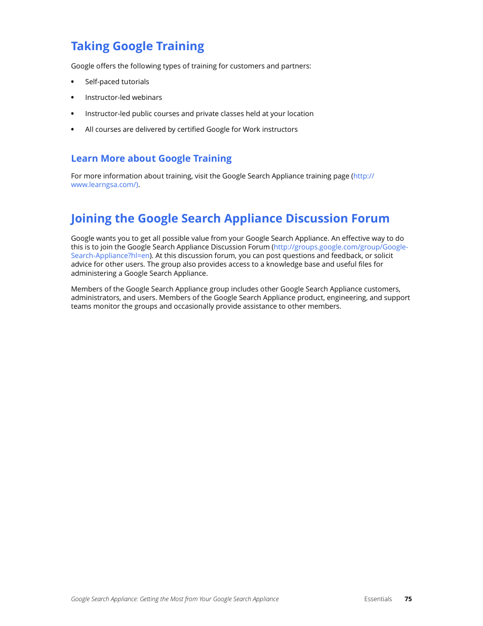 Taking google training | Google Search Appliance Getting the Most from Your Google Search Appliance User Manual | Page 75 / 82