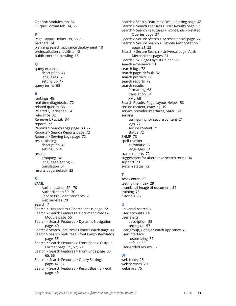 Google Search Appliance Getting the Most from Your Google Search Appliance User Manual | Page 81 / 82