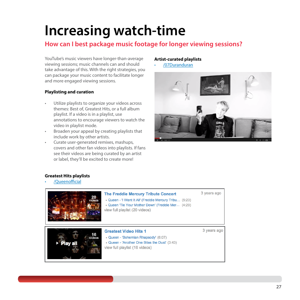 Increasing watch-time | Google YouTube Creator Playbook Guide Music User Manual | Page 27 / 40