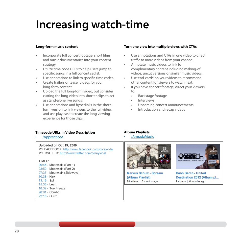 Increasing watch-time | Google YouTube Creator Playbook Guide Music User Manual | Page 28 / 40