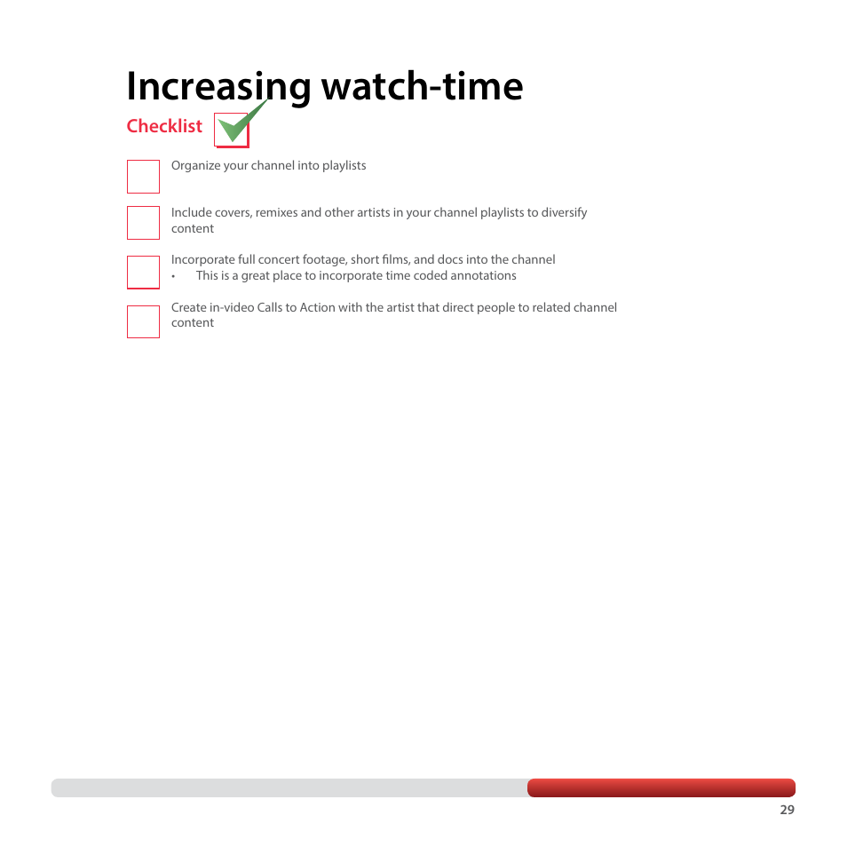 Increasing watch-time | Google YouTube Creator Playbook Guide Music User Manual | Page 29 / 40