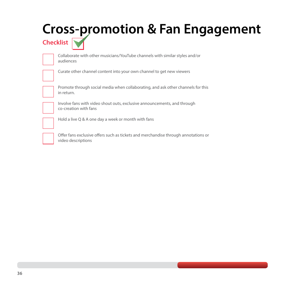 Cross-promotion & fan engagement, Checklist | Google YouTube Creator Playbook Guide Music User Manual | Page 36 / 40