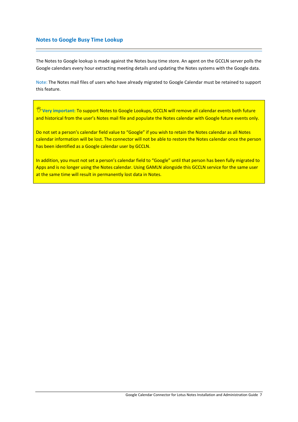 Notes to google busy time lookup | Google Calendar Connector for Lotus Notes Installation & Administration Guide User Manual | Page 7 / 33