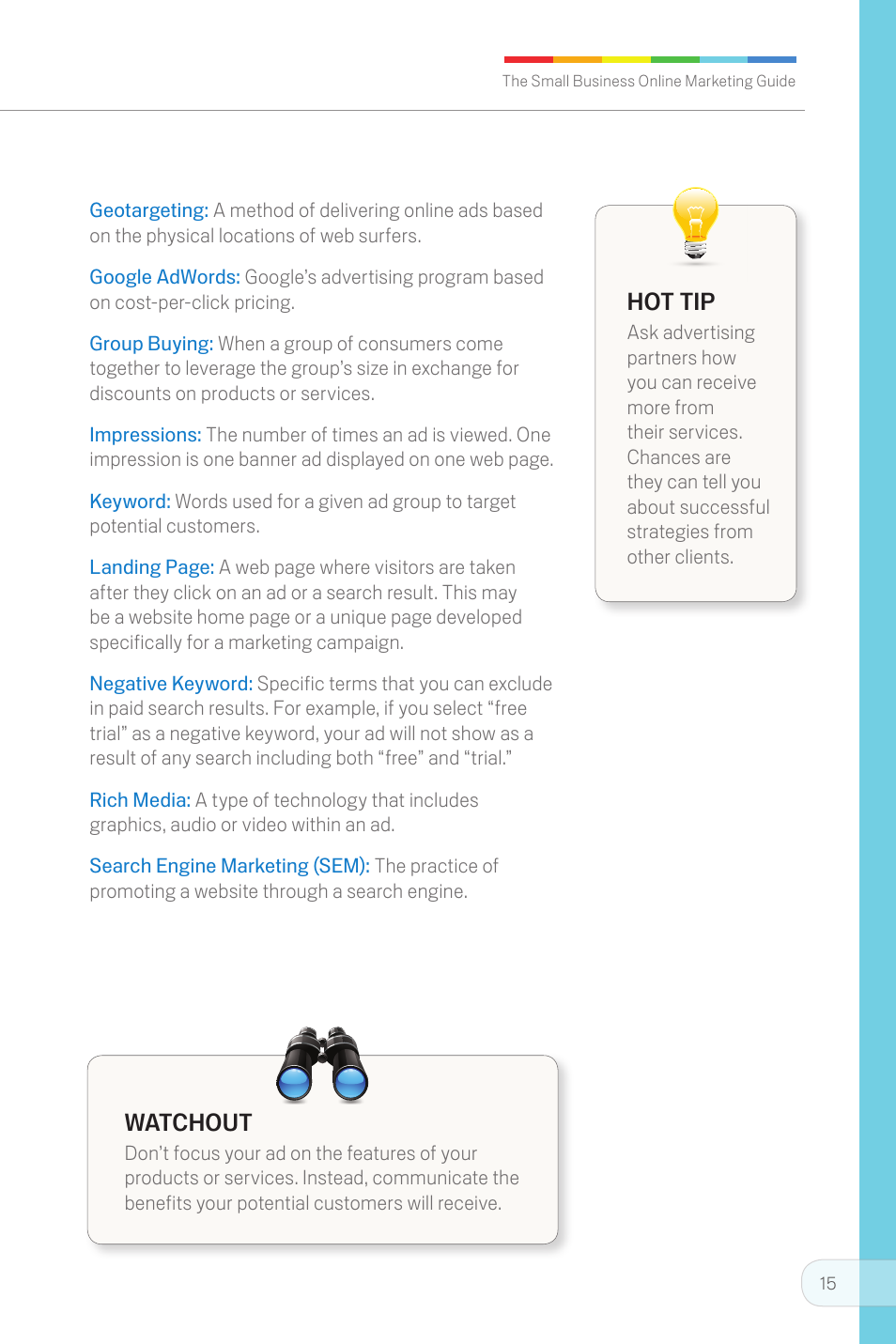 Hot tip, Watchout | Google Small Business Online Marketing Guide User Manual | Page 15 / 20