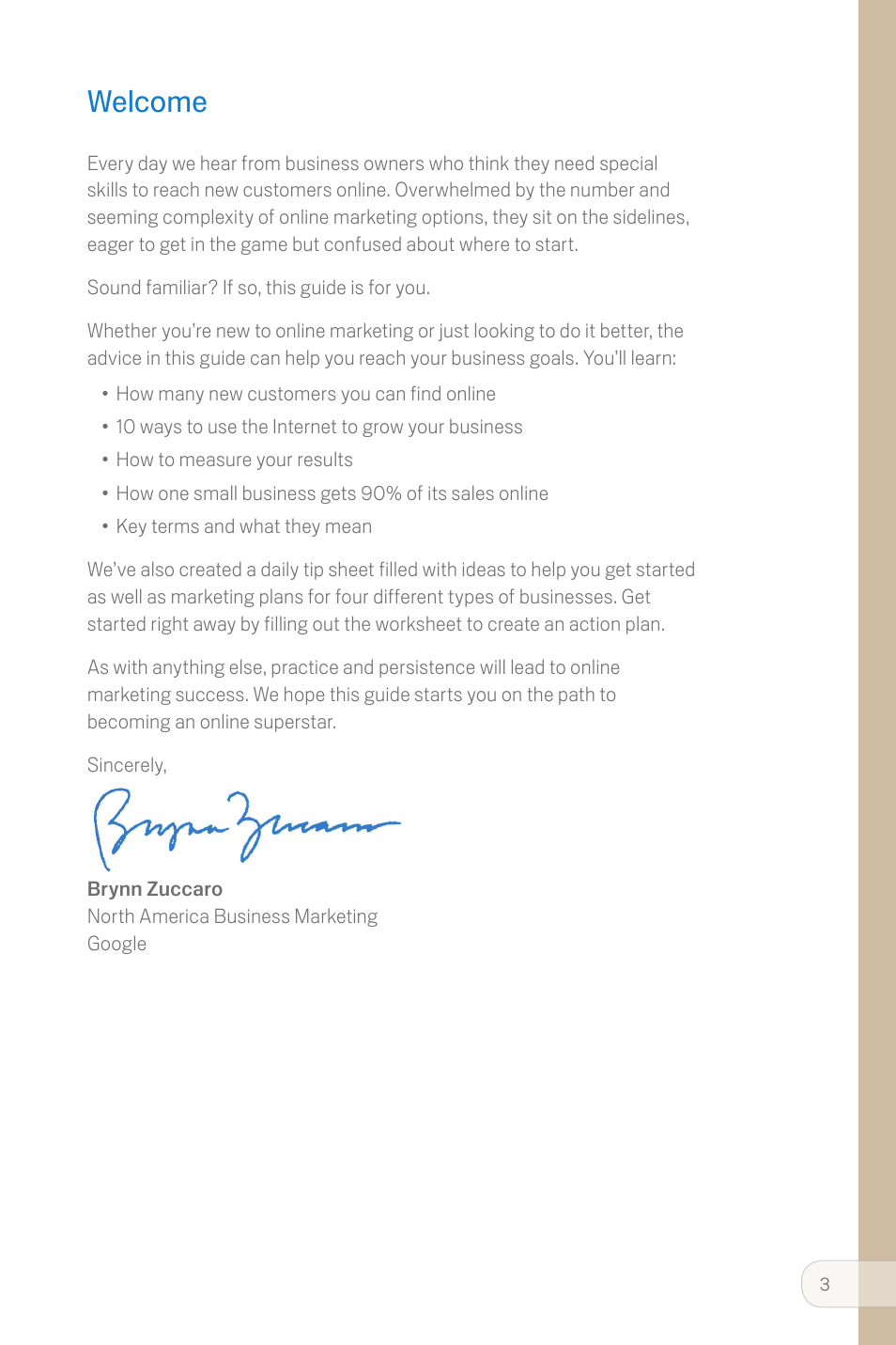 Welcome | Google Small Business Online Marketing Guide User Manual | Page 3 / 20