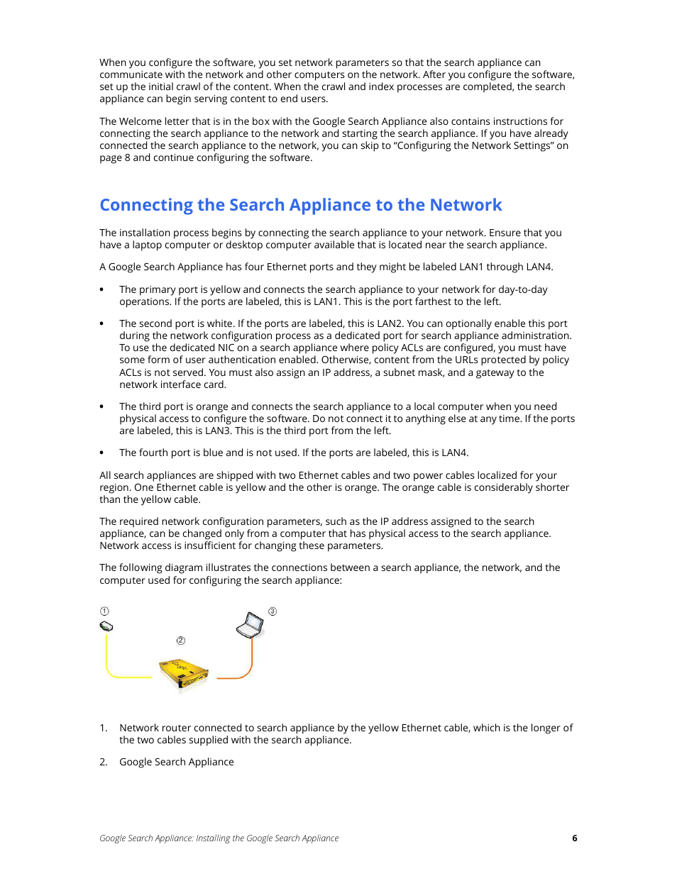 Connecting the search appliance to the network | Google Search Appliance Installing the Google Search Appliance User Manual | Page 6 / 24
