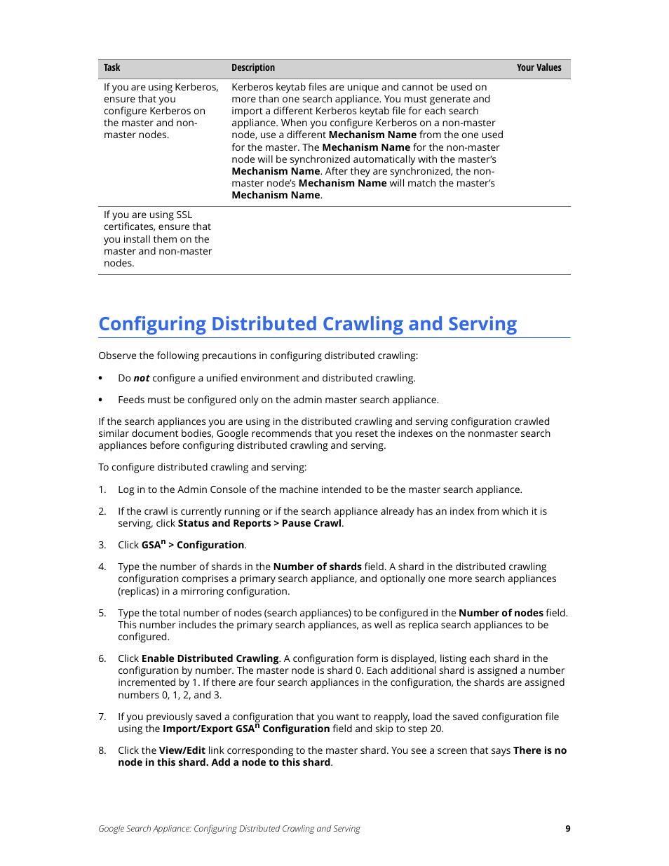 Configuring distributed crawling and serving | Google Search Appliance Configuring Distributed Crawling and Serving version 6.14 and later User Manual | Page 9 / 14