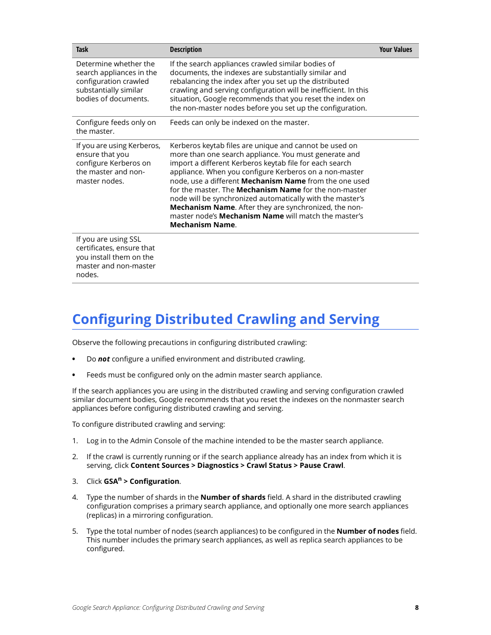 Configuring distributed crawling and serving | Google Search Appliance Configuring Distributed Crawling and Serving version 7.2 User Manual | Page 8 / 13