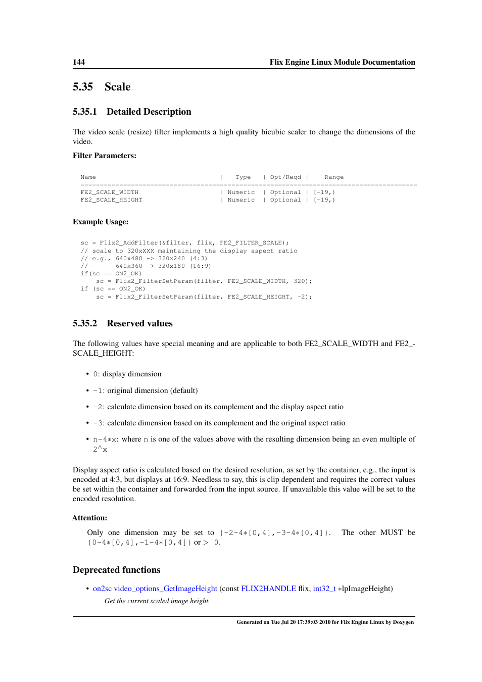 Scale, 35 scale, Also | Reserved values, 1 detailed description, 2 reserved values, Deprecated functions | Google Flix Engine Linux Reference Manual User Manual | Page 150 / 545