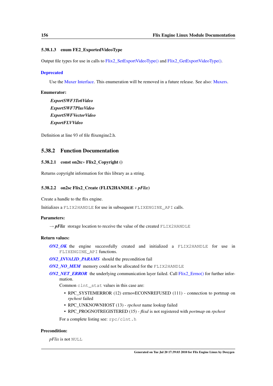 Flix2_create(), Exportswf3to6video, Exportswf7plusvideo | Exportswfvectorvideo, Exportflvvideo, Flix2_create, Flix2_copyright, 2 function documentation | Google Flix Engine Linux Reference Manual User Manual | Page 162 / 545