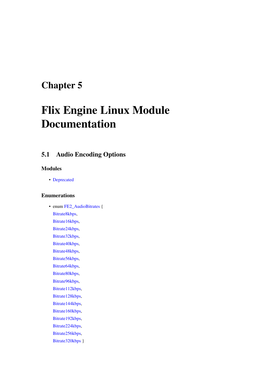 Flix engine linux module documentation, Audio encoding options, Chapter 5 | 1 audio encoding options | Google Flix Engine Linux Reference Manual User Manual | Page 17 / 545