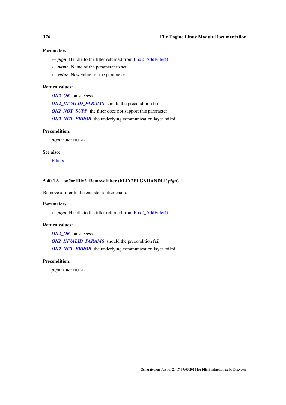 Flix2_removefilter(), Flix2_removefilter | Google Flix Engine Linux Reference Manual User Manual | Page 182 / 545
