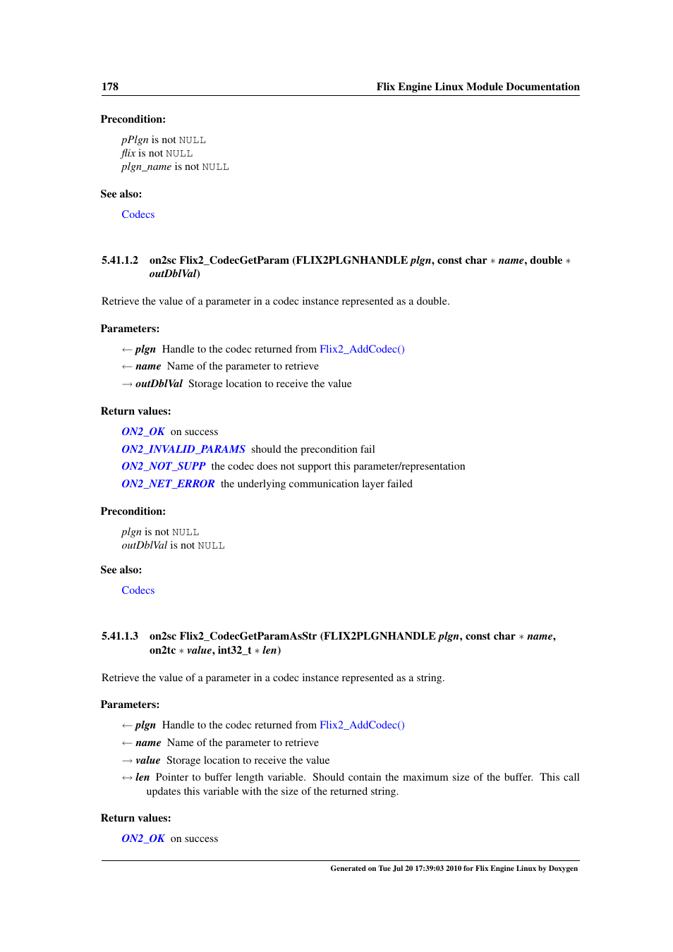Flix2_codecgetparam(), Flix2_codecgetparamasstr, Flix2_codecgetparam | Google Flix Engine Linux Reference Manual User Manual | Page 184 / 545
