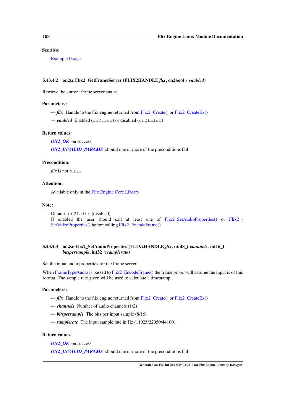 Flix2_getframeserver, Flix2_setaudioproperties | Google Flix Engine Linux Reference Manual User Manual | Page 194 / 545