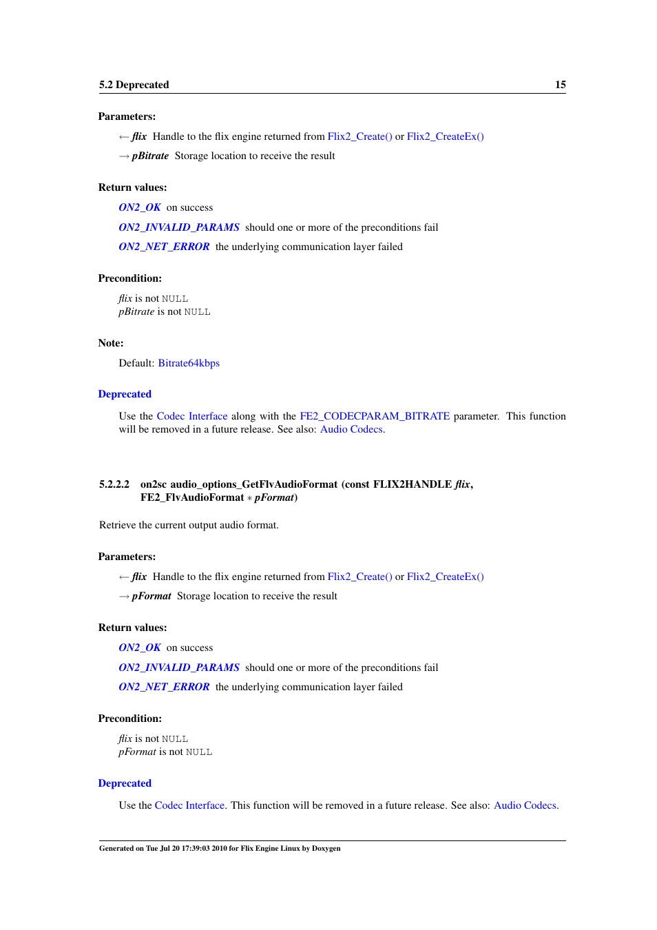 Audio_options_getflvaudioformat(), Audio_options_getflvaudioformat, Audio_options_getsamplingrate | Google Flix Engine Linux Reference Manual User Manual | Page 21 / 545