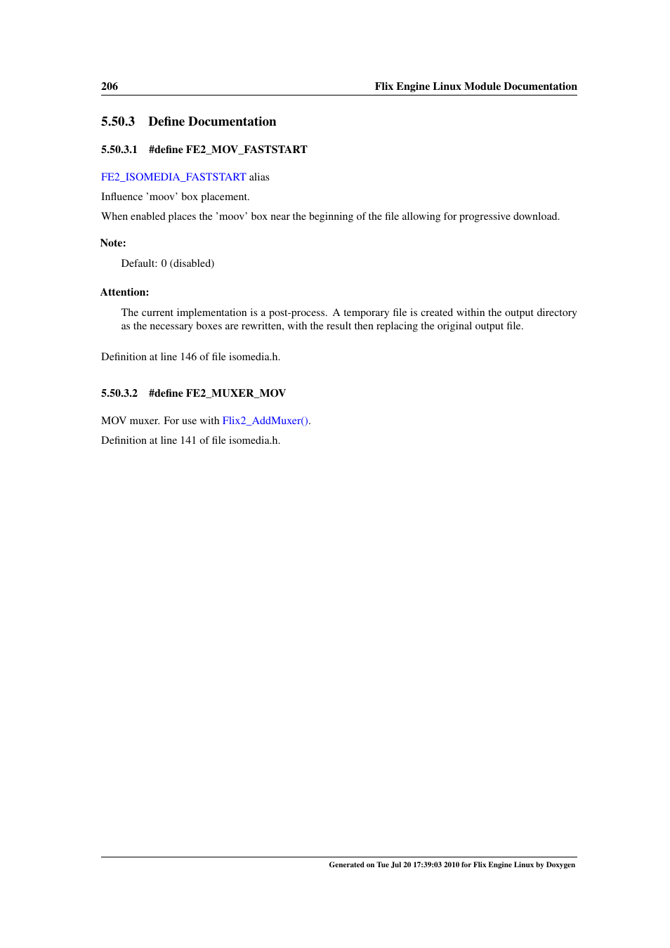 Fe2_muxer_mov, Fe2_mov_faststart, 3 define documentation | Google Flix Engine Linux Reference Manual User Manual | Page 212 / 545