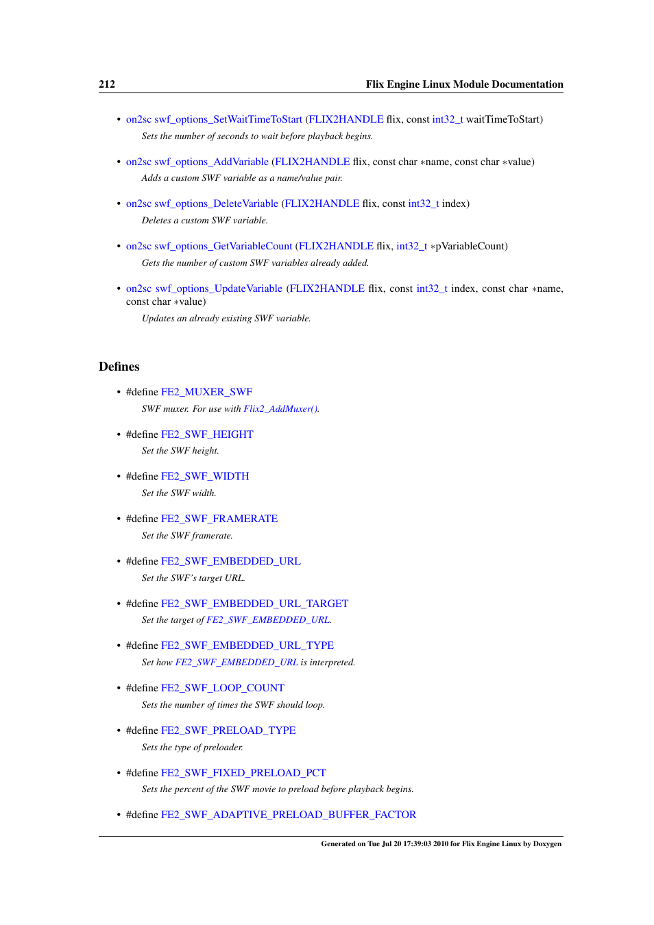 Defines | Google Flix Engine Linux Reference Manual User Manual | Page 218 / 545