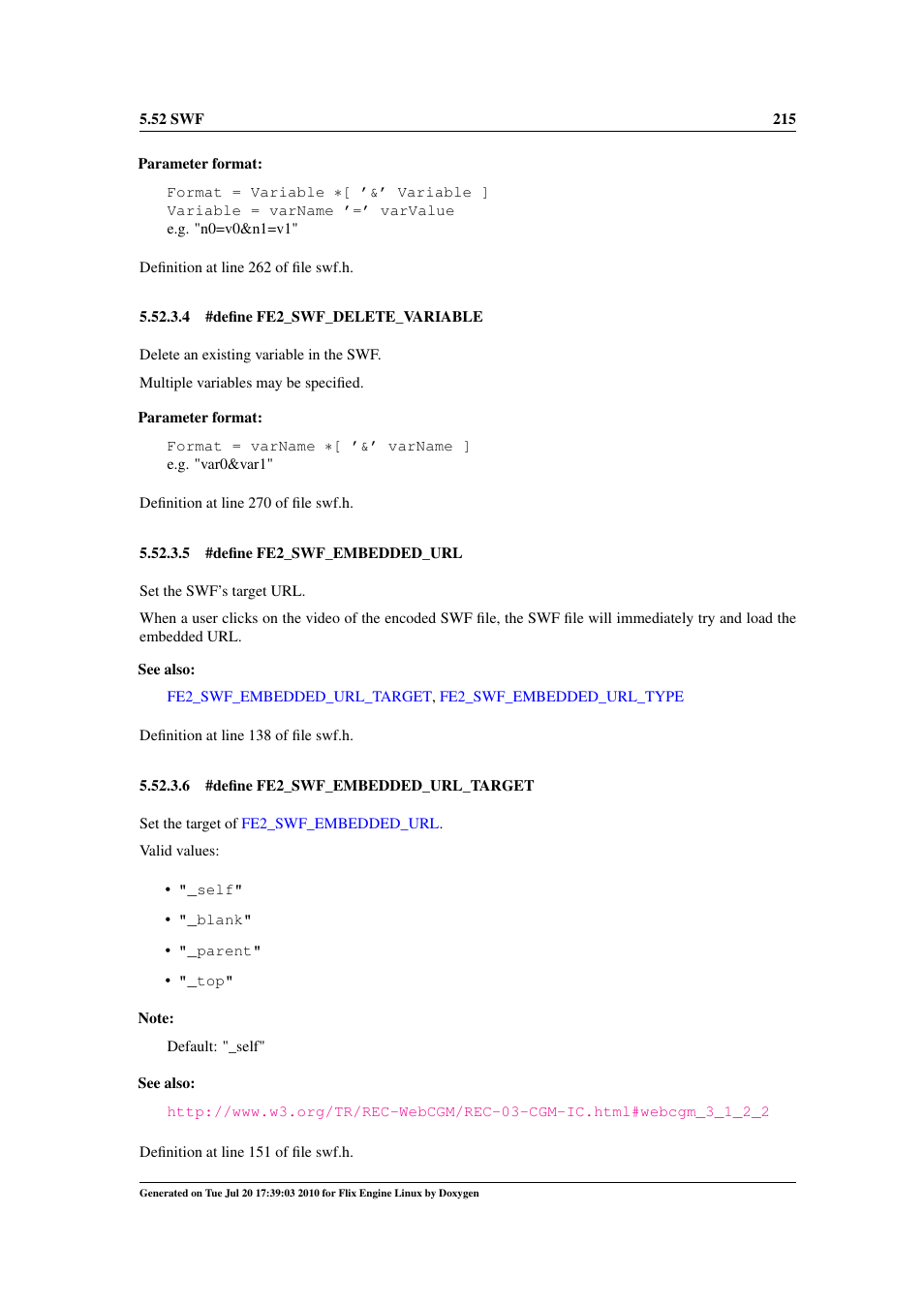 Fe2_swf_embedded_url, Fe2_swf_embedded_url_target, Fe2_swf_embedded_url_type | Fe2_swf_delete_variable | Google Flix Engine Linux Reference Manual User Manual | Page 221 / 545