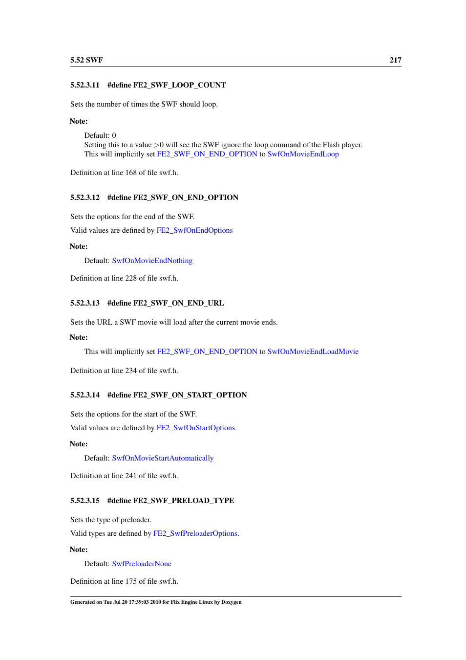 Fe2_swf_preload_type, Fe2_swf_on_end_option, Fe2_swf_on_end_url | Fe2_swf_on_start_option, Fe2_swf_start_blank_frame | Google Flix Engine Linux Reference Manual User Manual | Page 223 / 545