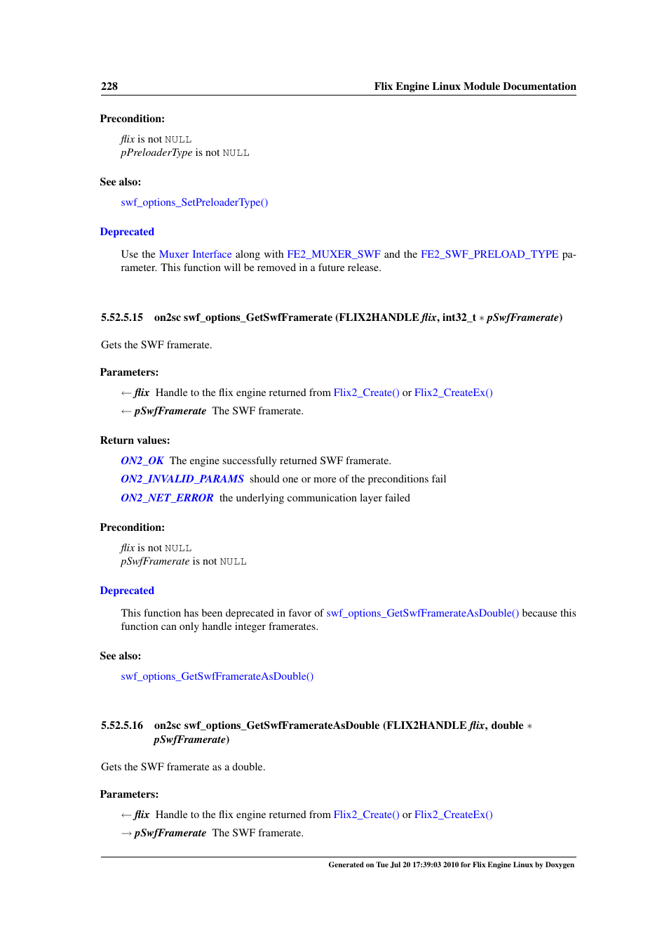 Swf_options_getswfframerate, Swf_options_getswfframerateasdouble | Google Flix Engine Linux Reference Manual User Manual | Page 234 / 545