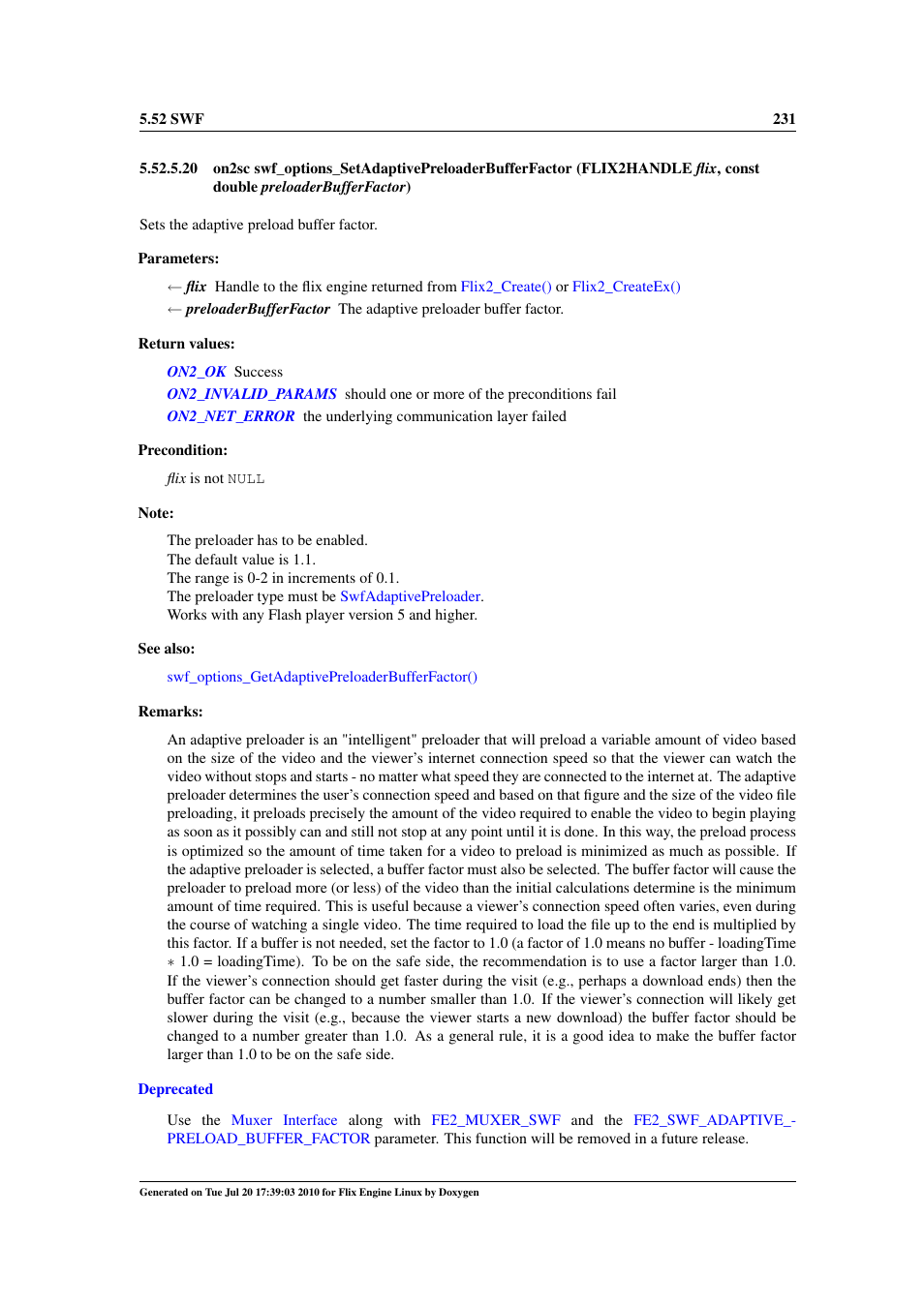 Swf_options_setembeddedurl, Also, Swf_options_setembeddedurl() | Google Flix Engine Linux Reference Manual User Manual | Page 237 / 545
