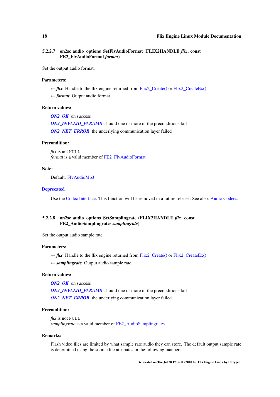 Audio_options_setsamplingrate, Audio_options_setsamplingrate() | Google Flix Engine Linux Reference Manual User Manual | Page 24 / 545