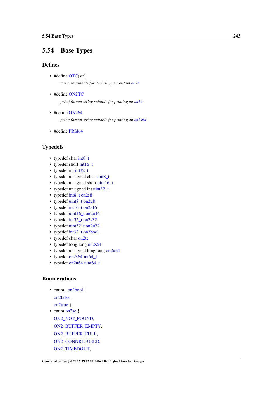 Base types, 54 base types, Defines | Typedefs, Enumerations | Google Flix Engine Linux Reference Manual User Manual | Page 249 / 545