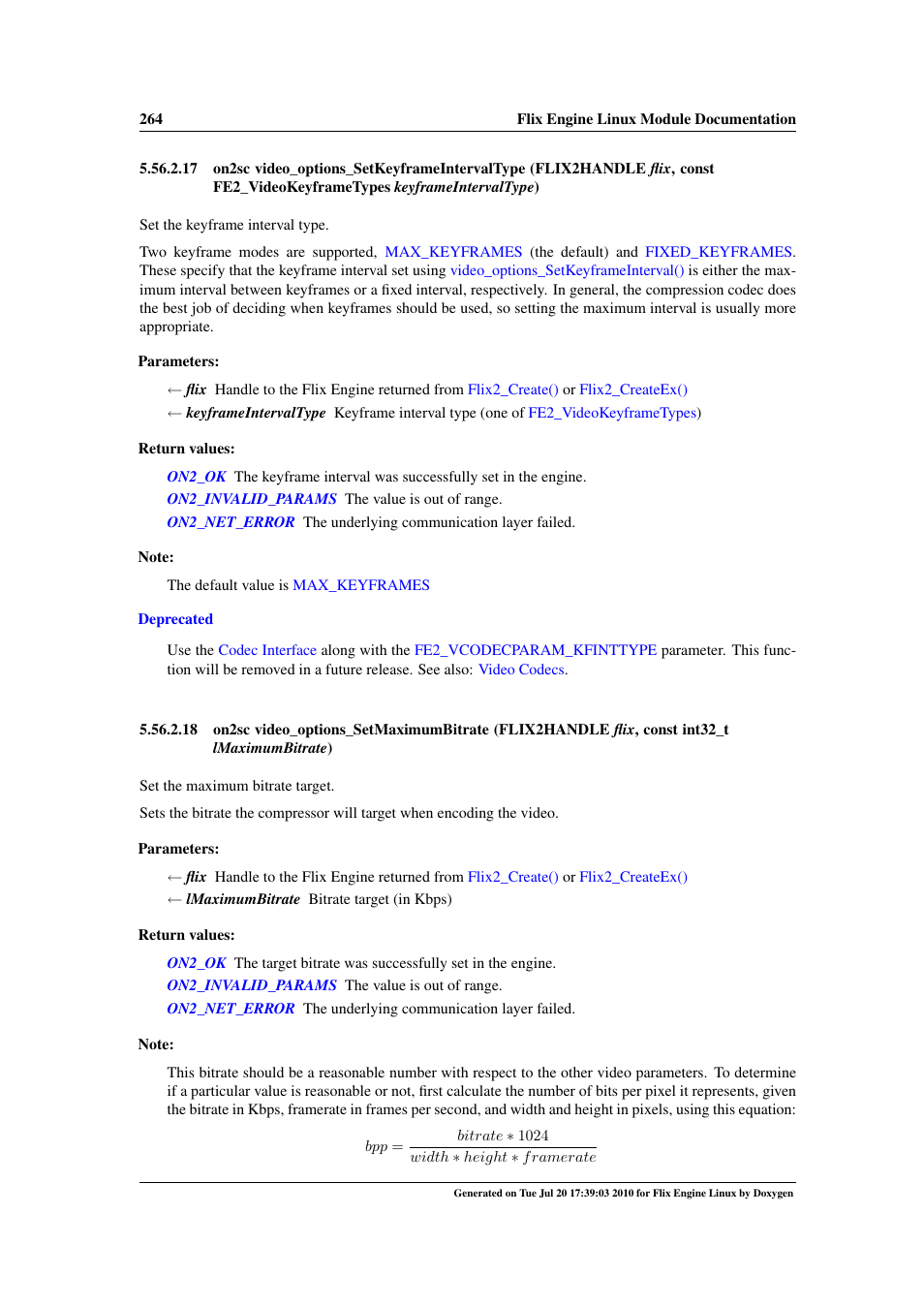 Video_options_setmaximumbitrate, Video_options, Setmaximumbitrate() | Google Flix Engine Linux Reference Manual User Manual | Page 270 / 545