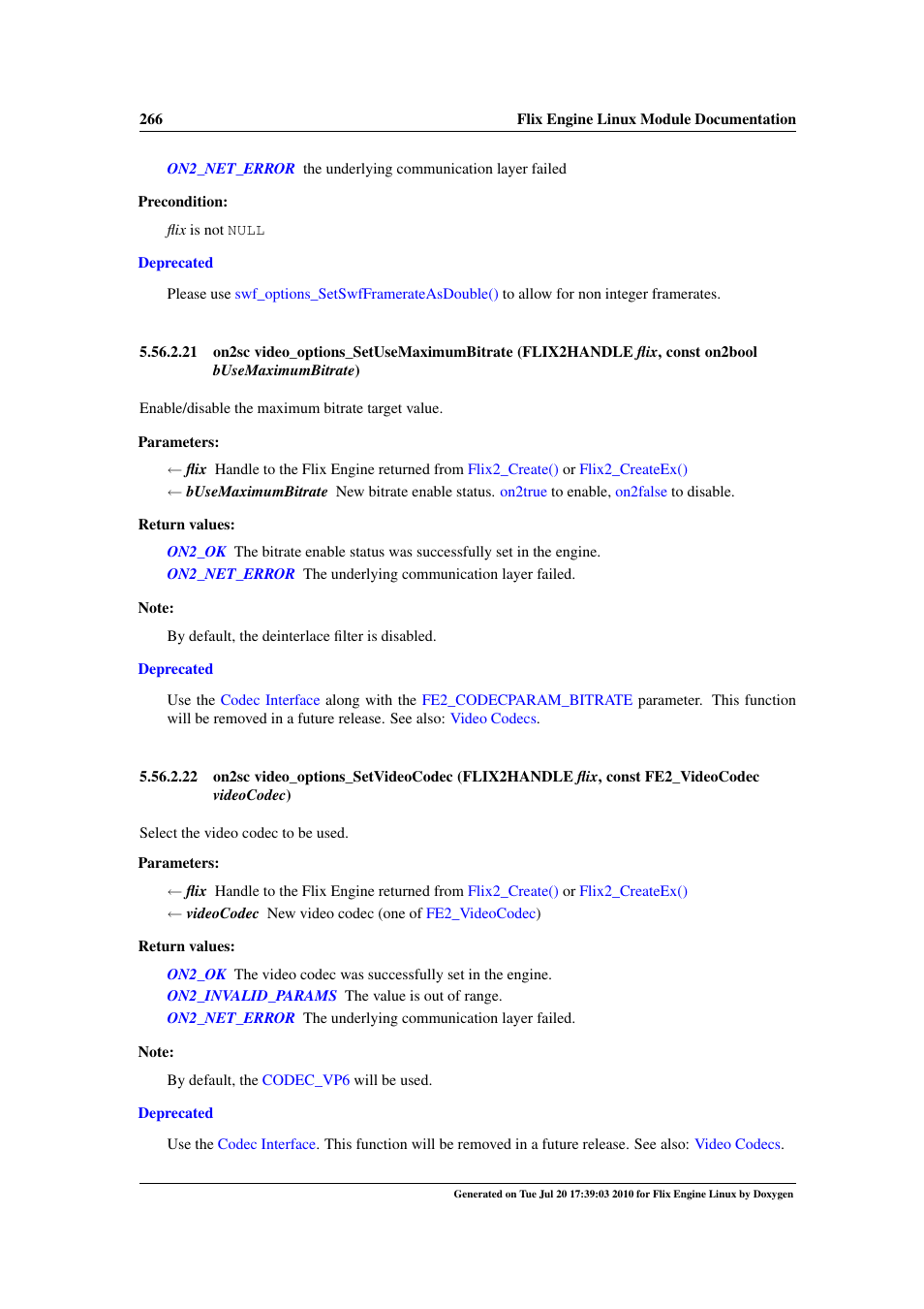 Video, Options_setvideocodec(), Video_options_setusemaximumbitrate | Video_options_setvideocodec, Video_options_setusemaximumbitrate() | Google Flix Engine Linux Reference Manual User Manual | Page 272 / 545