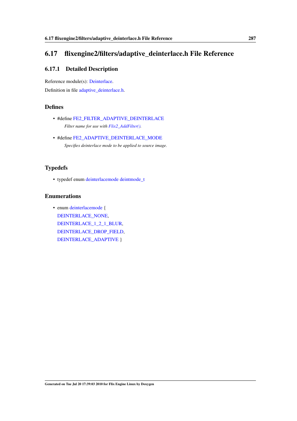 Engine2/filters, Adaptive_deinterlace.h | Google Flix Engine Linux Reference Manual User Manual | Page 293 / 545
