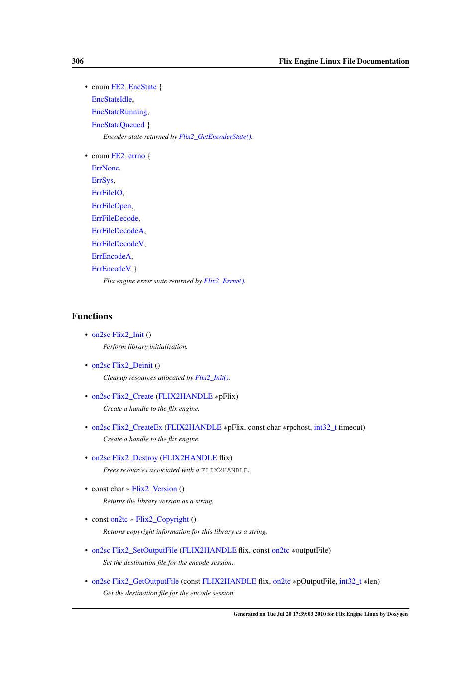 Functions | Google Flix Engine Linux Reference Manual User Manual | Page 312 / 545