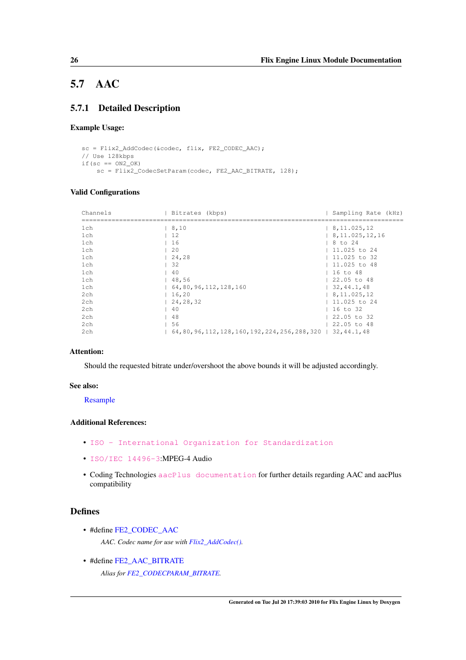 7 aac, 1 detailed description, Defines | Google Flix Engine Linux Reference Manual User Manual | Page 32 / 545