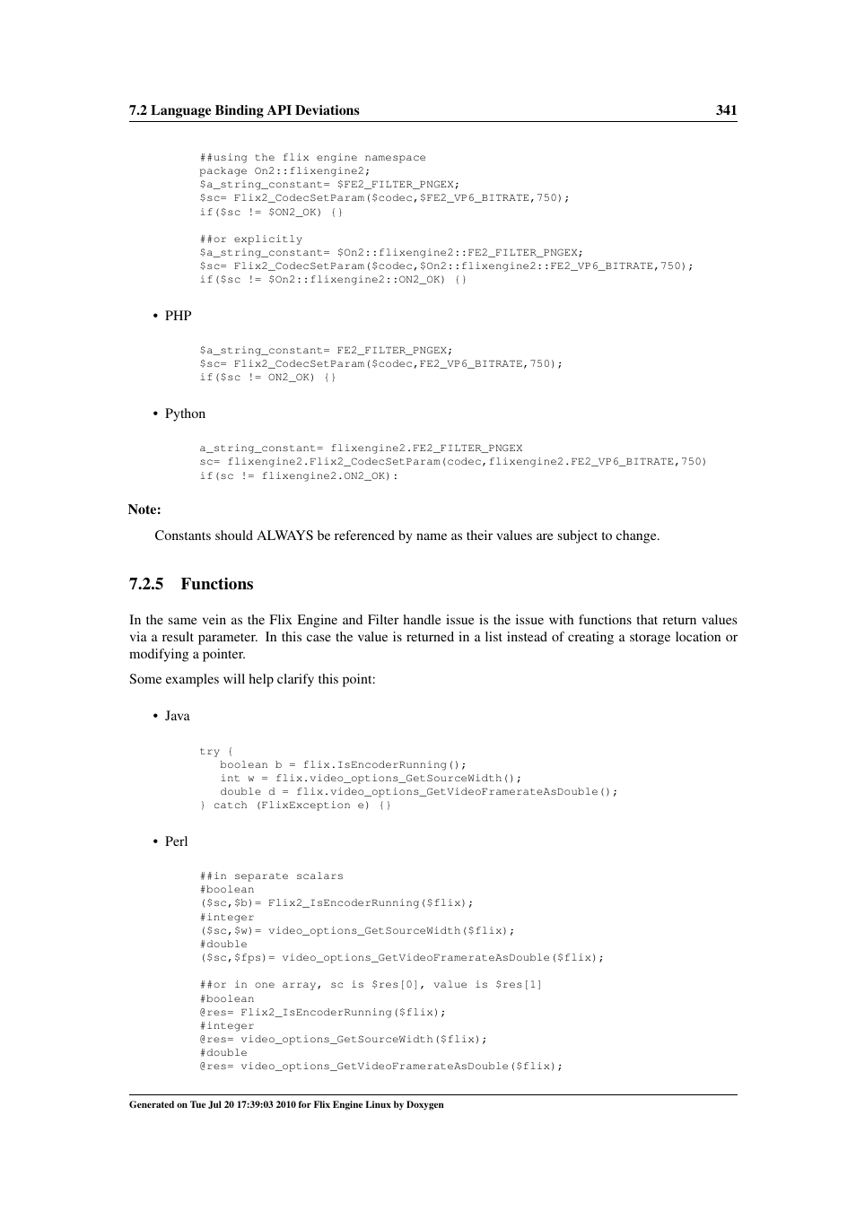 Functions, 5 functions | Google Flix Engine Linux Reference Manual User Manual | Page 347 / 545