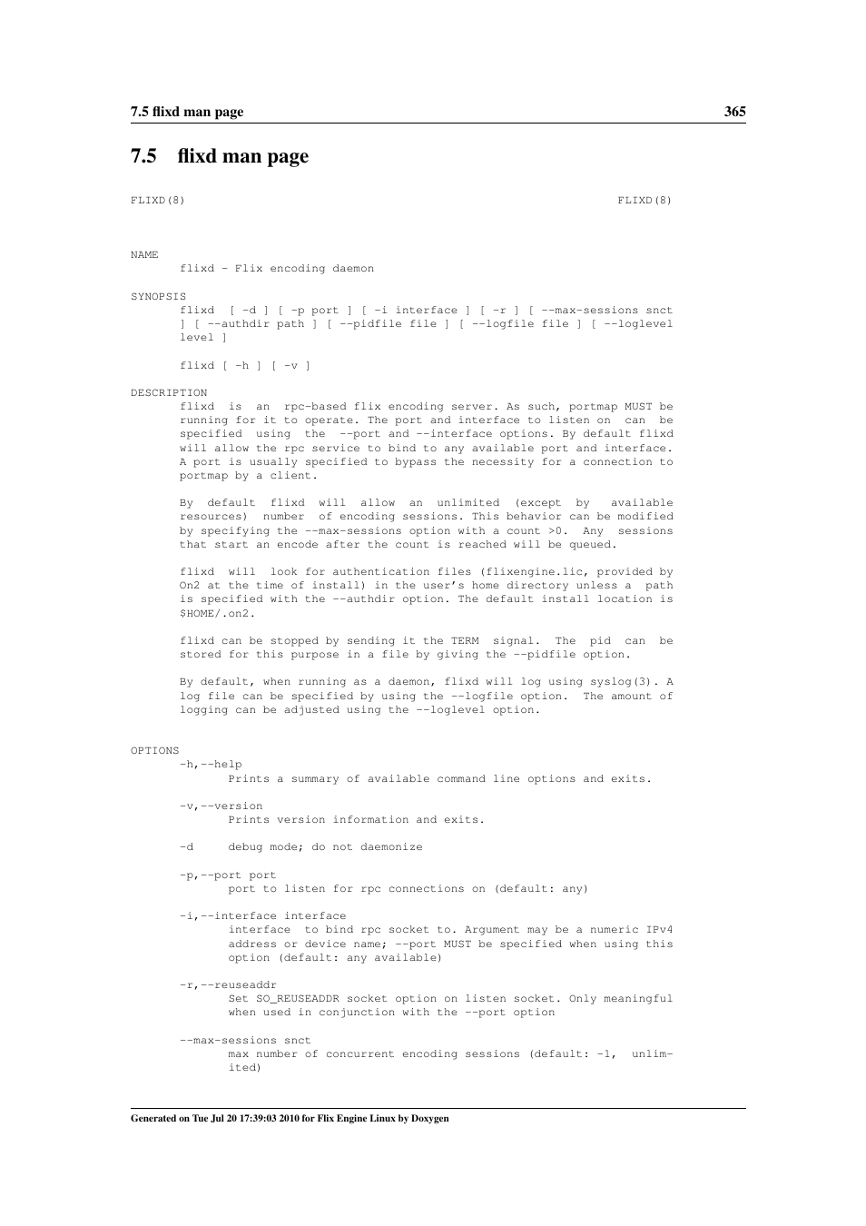 5 flixd man page | Google Flix Engine Linux Reference Manual User Manual | Page 371 / 545