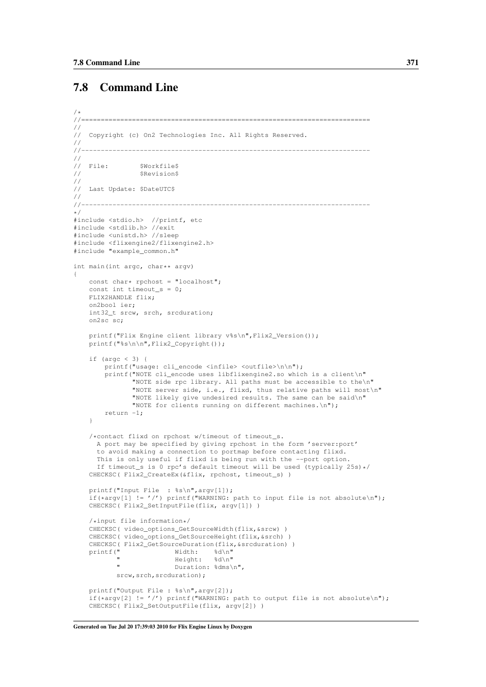 Command line, C command, Line | 8 command line | Google Flix Engine Linux Reference Manual User Manual | Page 377 / 545