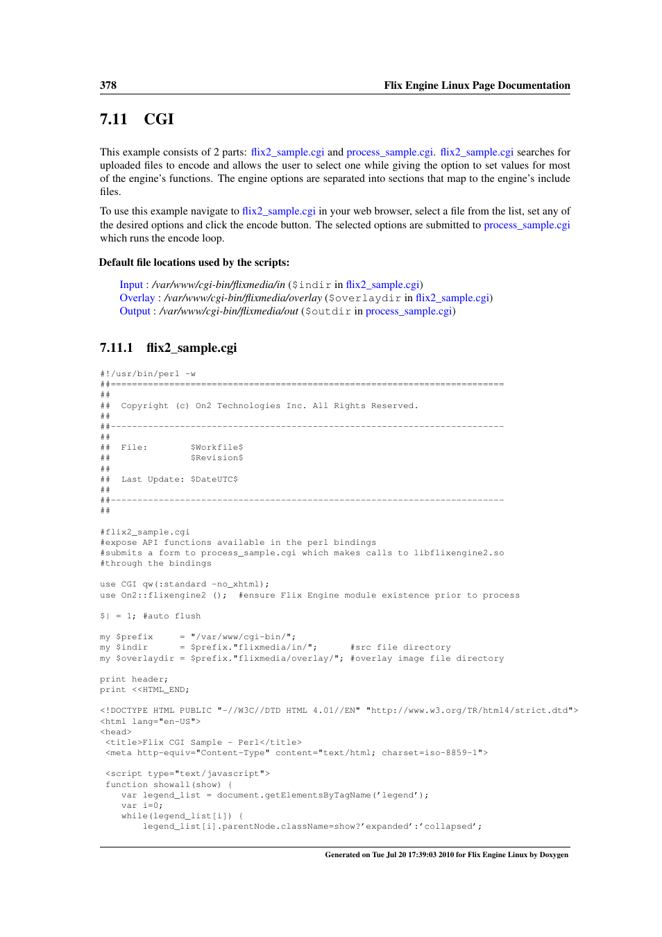 11 cgi, 1 flix2_sample.cgi | Google Flix Engine Linux Reference Manual User Manual | Page 384 / 545