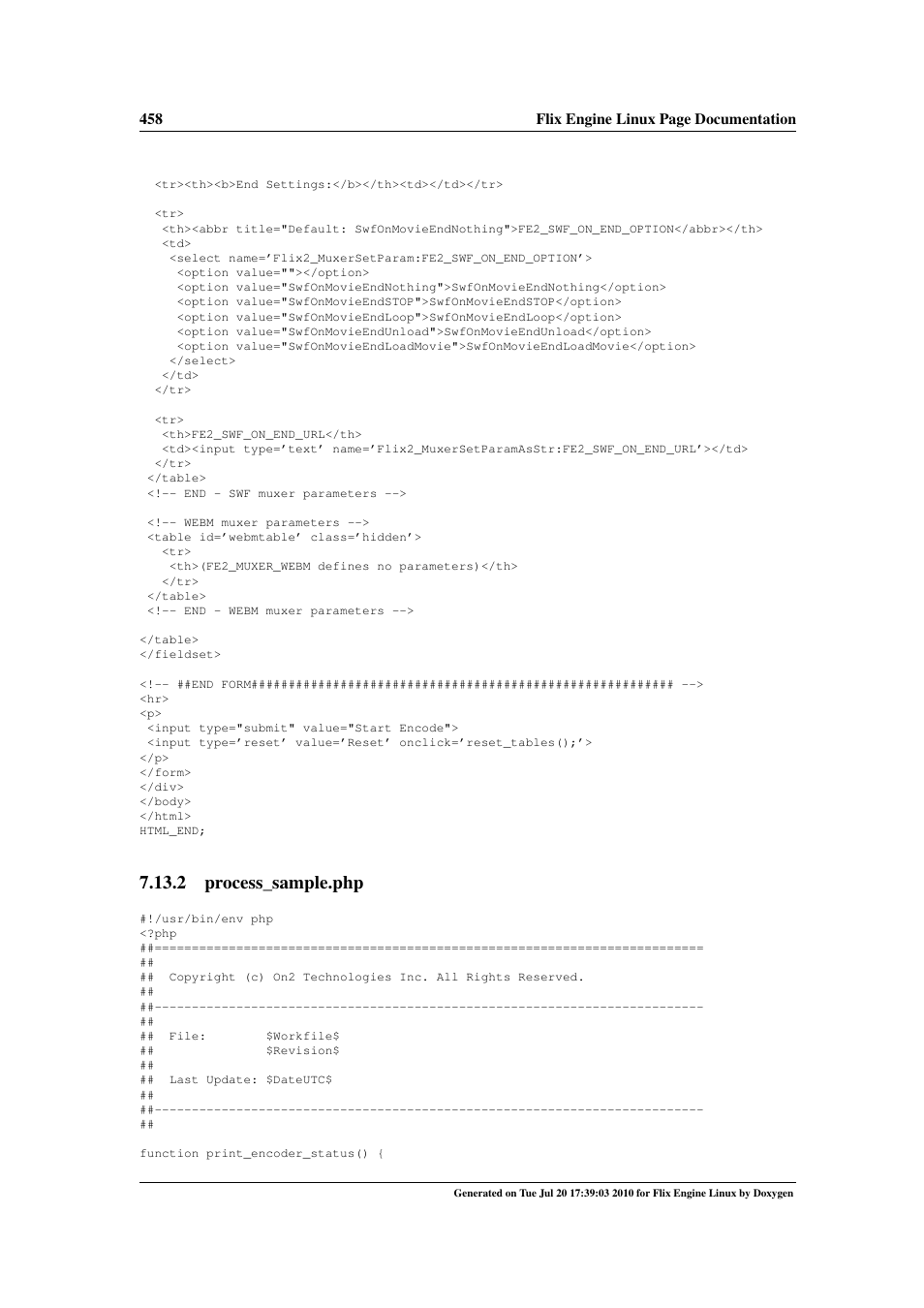 Process_sample.php | Google Flix Engine Linux Reference Manual User Manual | Page 464 / 545