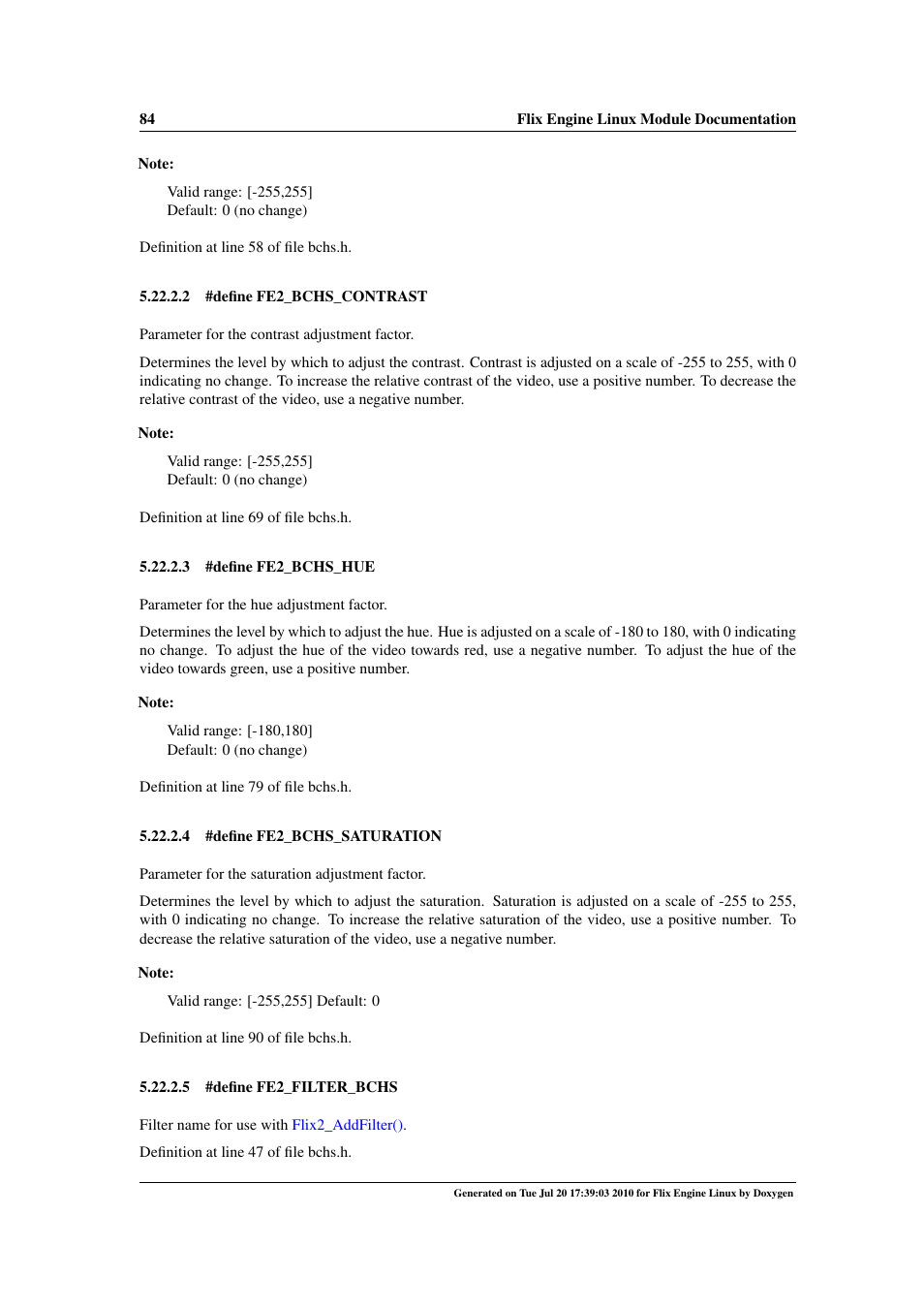 Fe2_filter_bchs, Fe2_bchs_contrast, Fe2_bchs_hue | Fe2_bchs_saturation | Google Flix Engine Linux Reference Manual User Manual | Page 90 / 545