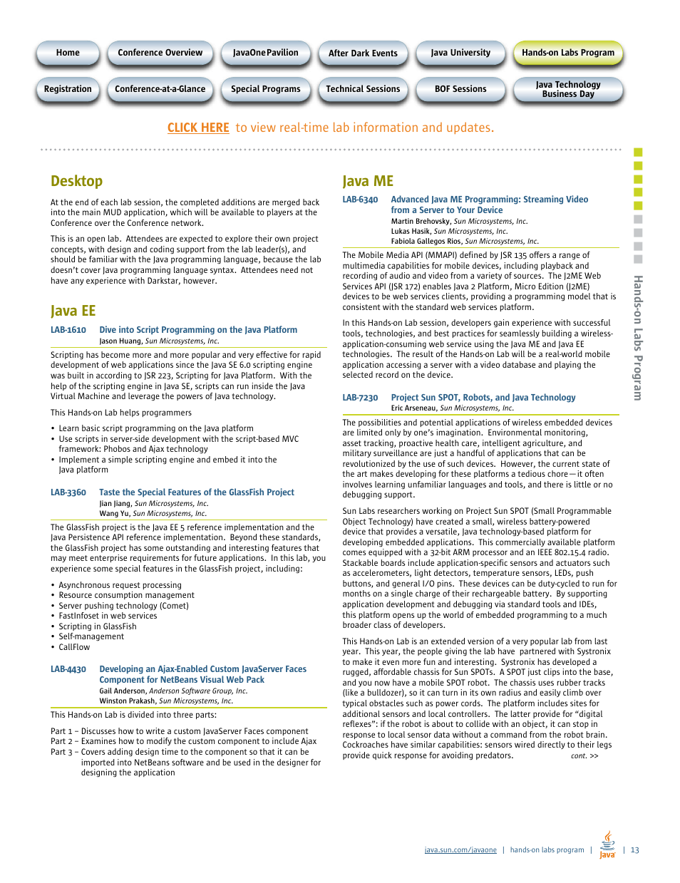 Desktop, Java ee, Java me | Google 2007 JavaOne Advance Conference Guide User Manual | Page 15 / 68