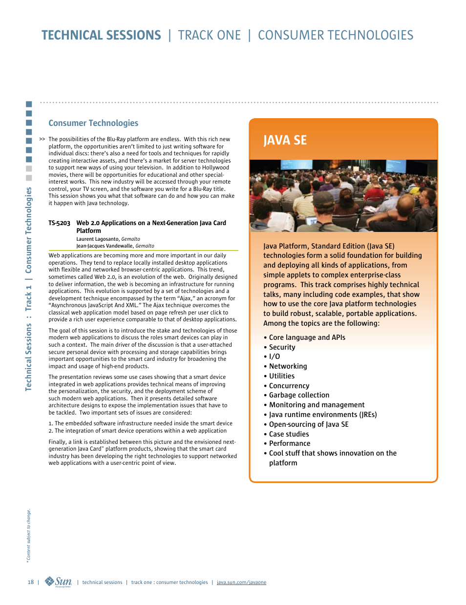 Track 2: java se, Java se | Google 2007 JavaOne Advance Conference Guide User Manual | Page 20 / 68