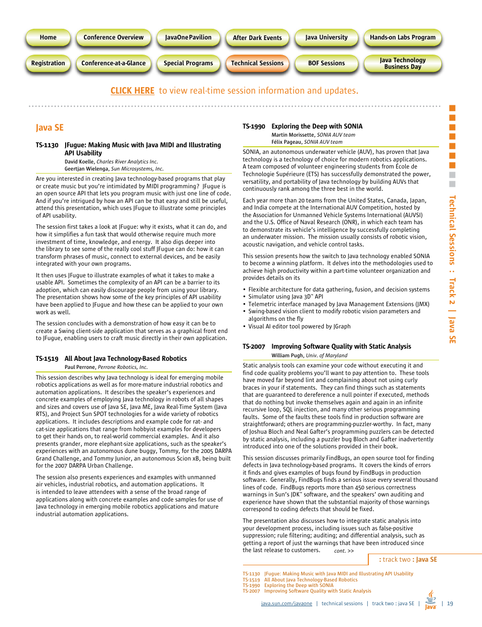 Java se | Google 2007 JavaOne Advance Conference Guide User Manual | Page 21 / 68